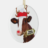 Mooeyのメリークリスマスのトナカイ牛 セラミックオーナメント (右)