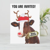Mooeyのメリークリスマスのトナカイ牛 招待状 (スタンド正面)