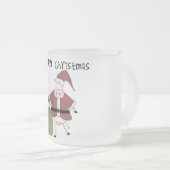 Mooey牛クリスマスのTシャツおよびギフト フロストグラスマグカップ (正面右)