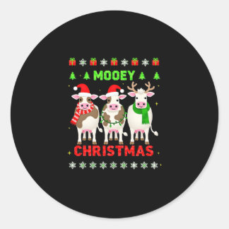 Mooey Christmas Cow Christmas Ugly Sweater Pajama  ラウンドシール