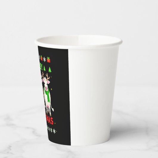 Mooey Christmas Cow Christmas Ugly Sweater Pajama  紙コップ (左)