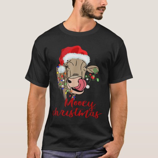 Mooey Christmas Cow T Shirt Heifer Farmer Xmas Gif Tシャツ (正面)