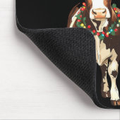 Mooey Christmas Cow With Santa Hats Xmas Lights Me マウスパッド (コーナー)