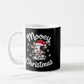 Mooey Christmas Cute Cow With Santa Hat And Holida コーヒーマグカップ (左)