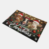 Mooey Christmas Doormat – Cute Holiday Welcome Mat ドアマット (アングル)