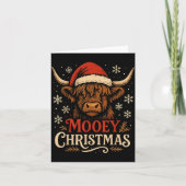 Mooey Christmas Highland Cow Funny Santa Hat Desig カード (正面)