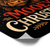 Mooey Christmas Highland Cow Funny Santa Hat Desig ポスター (角)