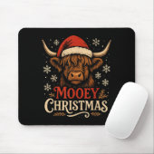 Mooey Christmas Highland Cow Funny Santa Hat Desig マウスパッド (マウス)