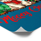 Mooey Christmas Lights Santa Hat Xmas Highland Cow ポスター (角)