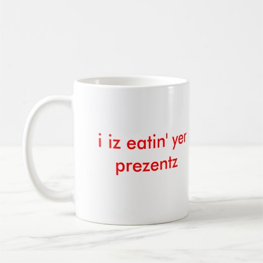 Mookiのlolcatのクリスマスのマグ コーヒーマグカップ (左)