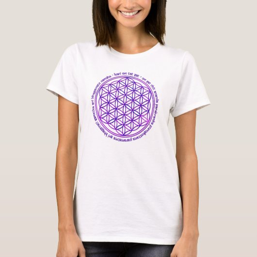 Moolaの人生の信念-バイオレットの花 Tシャツ (正面)
