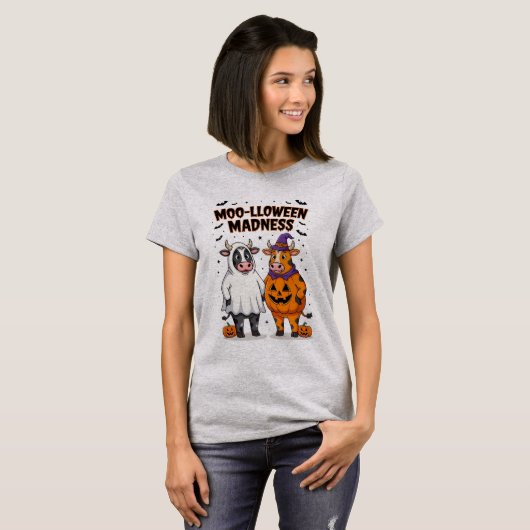 Moolloween Madness Funny Cow Halloween Tee Tシャツ (正面フル)