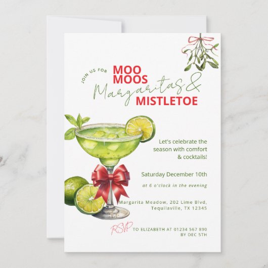 MooMoos, Margaritas & Mistletoe Christmas Party 招待状 (正面)
