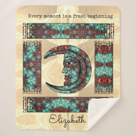 Moonお洒落ポートレート付きヴィンテージグラフィックス シェルパブランケット