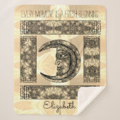 Moonお洒落ポートレート付きヴィンテージグラフィックス シェルパブランケット (正面)