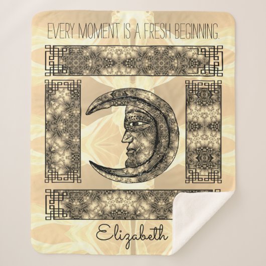 Moonお洒落ポートレート付きヴィンテージグラフィックス シェルパブランケット (正面)