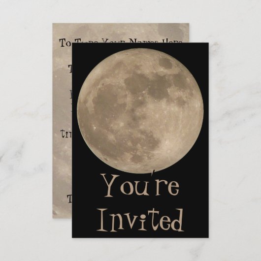 Moon招待状パーソナライズされたフルムーンRSVPカード 招待状 (正面/裏面)