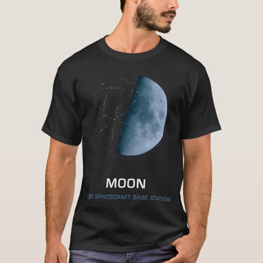 Moon Alien Spacecraft (blue moon) Tシャツ (正面)