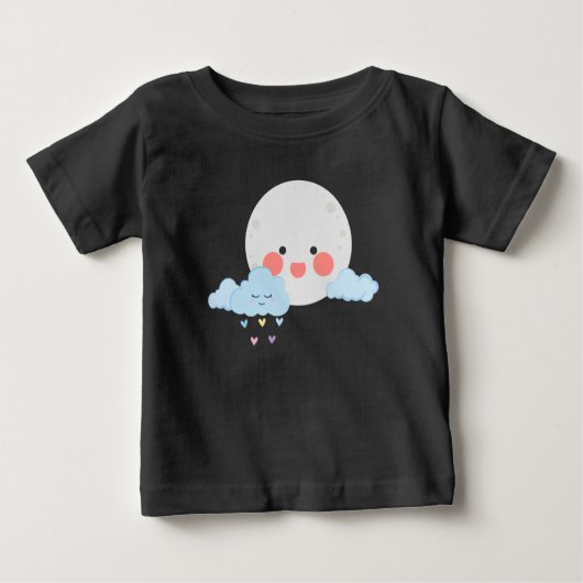Moon and cloud cute design ベビーTシャツ (正面)