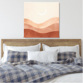 Moon and Desert Minimalist Boho Wall Art キャンバスプリント (インサイチュ (寝室))