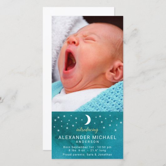 Moon and Starsフォトベビー発表 案内状 (正面/裏面)