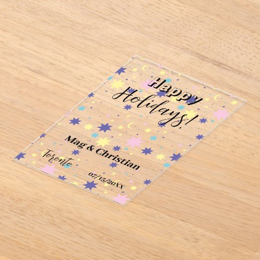 Moon and stars. アクリル招待状 (レイダウン)