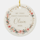 Moon and Stars Baby First Christmas Photo セラミックオーナメント (裏面)