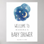 Moon and Stars Baby Shower Welcome Poster ポスター (正面)