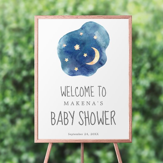Moon and Stars Baby Shower Welcome Poster ポスター