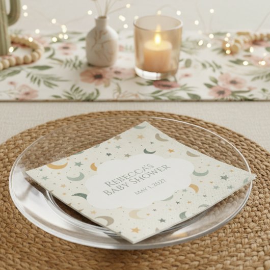 Moon and Stars Boho Baby Adoption Shower スタンダードカクテルナプキン