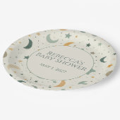 Moon and Stars Boho Baby Adoption Shower ペーパープレート (アングル)