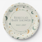 Moon and Stars Boho Baby Adoption Shower ペーパープレート (正面)