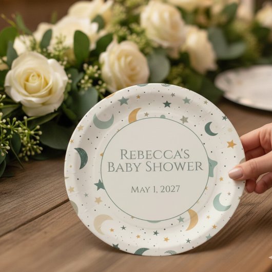 Moon and Stars Boho Baby Adoption Shower ペーパープレート