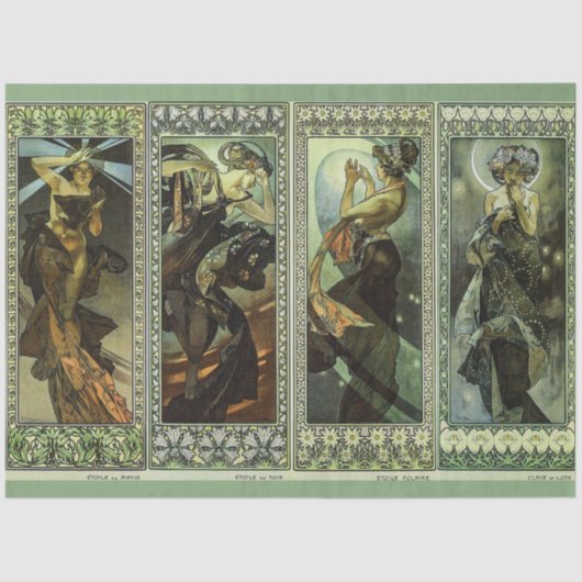 Moon and Stars by Alphonse Mucha 薄葉紙 (正面)