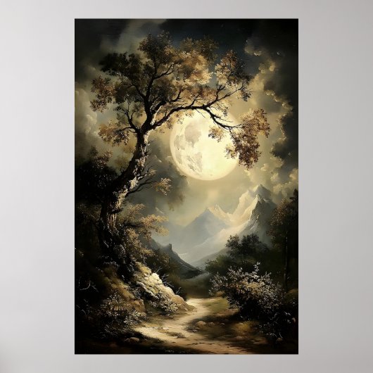 Moon And Stars Night In The Forest, Dark Academia ポスター (正面)