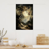 Moon And Stars Night In The Forest, Dark Academia ポスター (キッチン)
