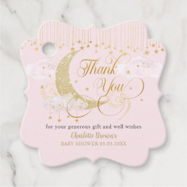 Moon and Stars Pastel Pink Baby Shower Thank You フェイバータグ