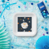 Moon Bat Dark Blue Halloween Party Cute ペーパープレート (パーティー)