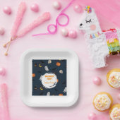 Moon Bat Dark Blue Halloween Party Cute ペーパープレート (パーティー)
