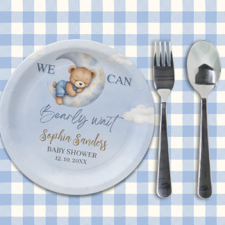 Moon Bear Baby Shower Paper Plates ペーパープレート