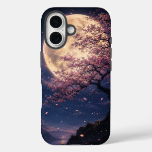 Moon Blossom - 幻想月夜の桜シルエット iPhone 16ケース
