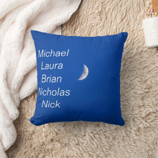 Moon Blue Custom Names – Celestial Night Design クッション (ブランケット)