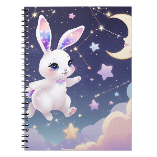Moon Bunny Journal – Celestial Dream Rabbit Kawaii ノートブック (正面)