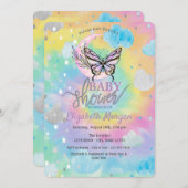 Moon Butterfly Stars & Clouds Tie Dye Baby Shower 招待状 (正面/裏面)