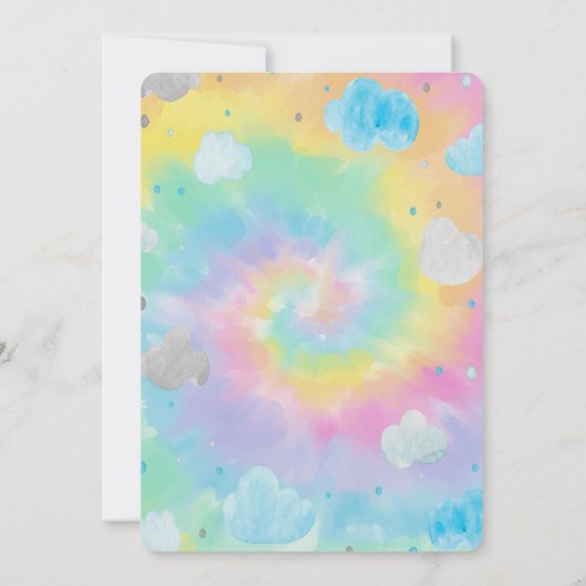 Moon Butterfly Stars & Clouds Tie Dye Baby Shower  招待状 (裏面)