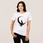 Moon Cat T-Shirt – Witchy Celestial Black Cat Grap トライブレンドＴシャツ (正面全面)