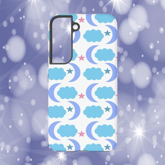 Moon Cloud Stars Blue Purple Pink Samsung Galaxyケース