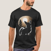 Moon Corgi Howling Dog Silhouette Halloween Tシャツ (正面)