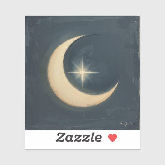 Moon Cradling a Star 🌌🎨 シール (シート)