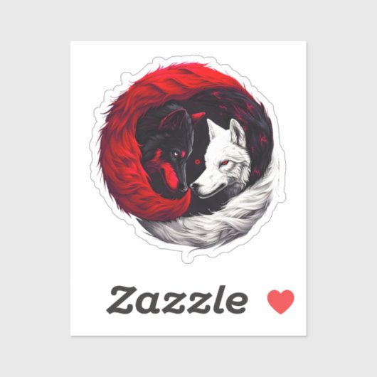 Moon Crimson Red White Wolf シール (シート)